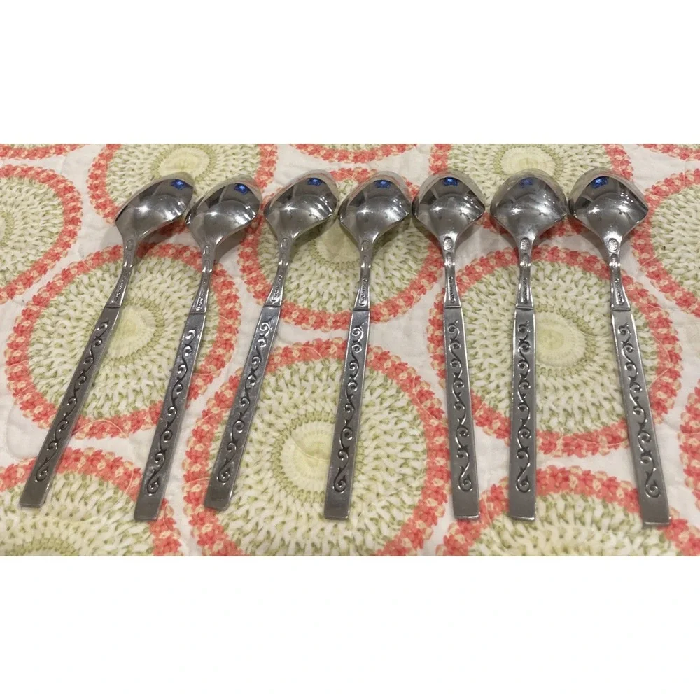 Oneida 1881 Roger Spanish Court‎ Teaspoons Spoons Stainless Set Of 7
